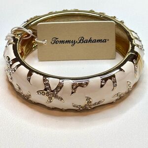 Tommy Bahama Elegant Gold and White Crystal Starfish Hinged Bangle Bracelet